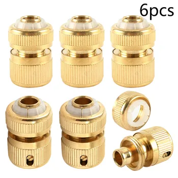 

6pcs 3/4" inch hose pure copper quick connector Garden water gun Hose quick connector Home Car Wash Connected Pipe End Fittings