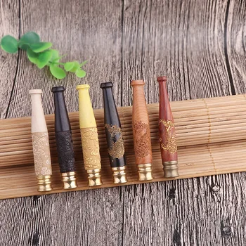 

Handmade Ebony Wood Carving Dragon Smoke Tobacco Cigarette Holder Filter Smoke Holder Healthy Tools Cigar Shop Lighter