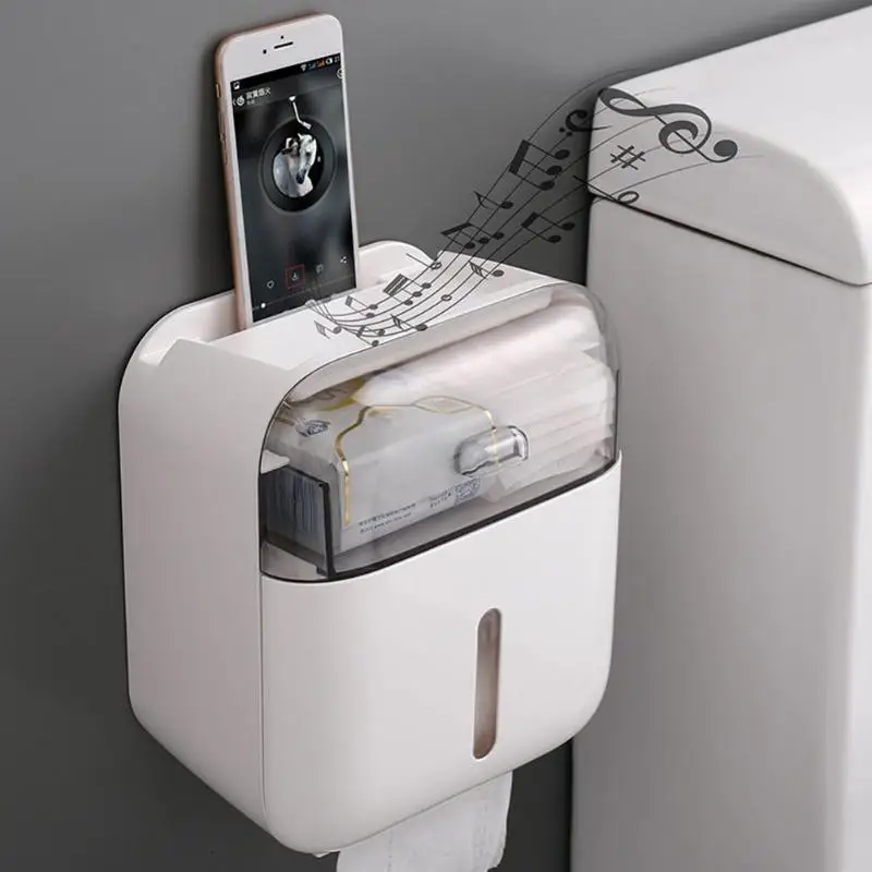 

Multi-function Toilet Paper Holder Waterproof ABS Creative Bathroom Storage Shelf Toilet Paper Container Holder Organizer