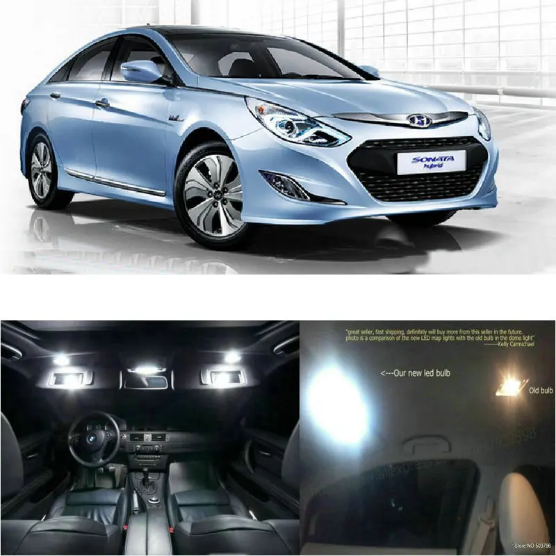 

LED Interior Car Lights For Hyundai sonata YF hybrid 2012 room dome map reading foot door lamp error free 15pc