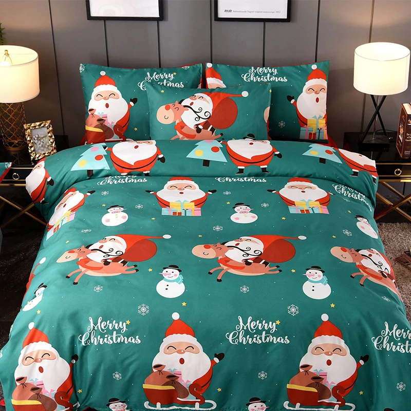 Lanke рождественские комплекты постельного белья, домашний текстиль, двуспальный комплект постельного белья, пододеяльник, наволочки - Цвет: Синий