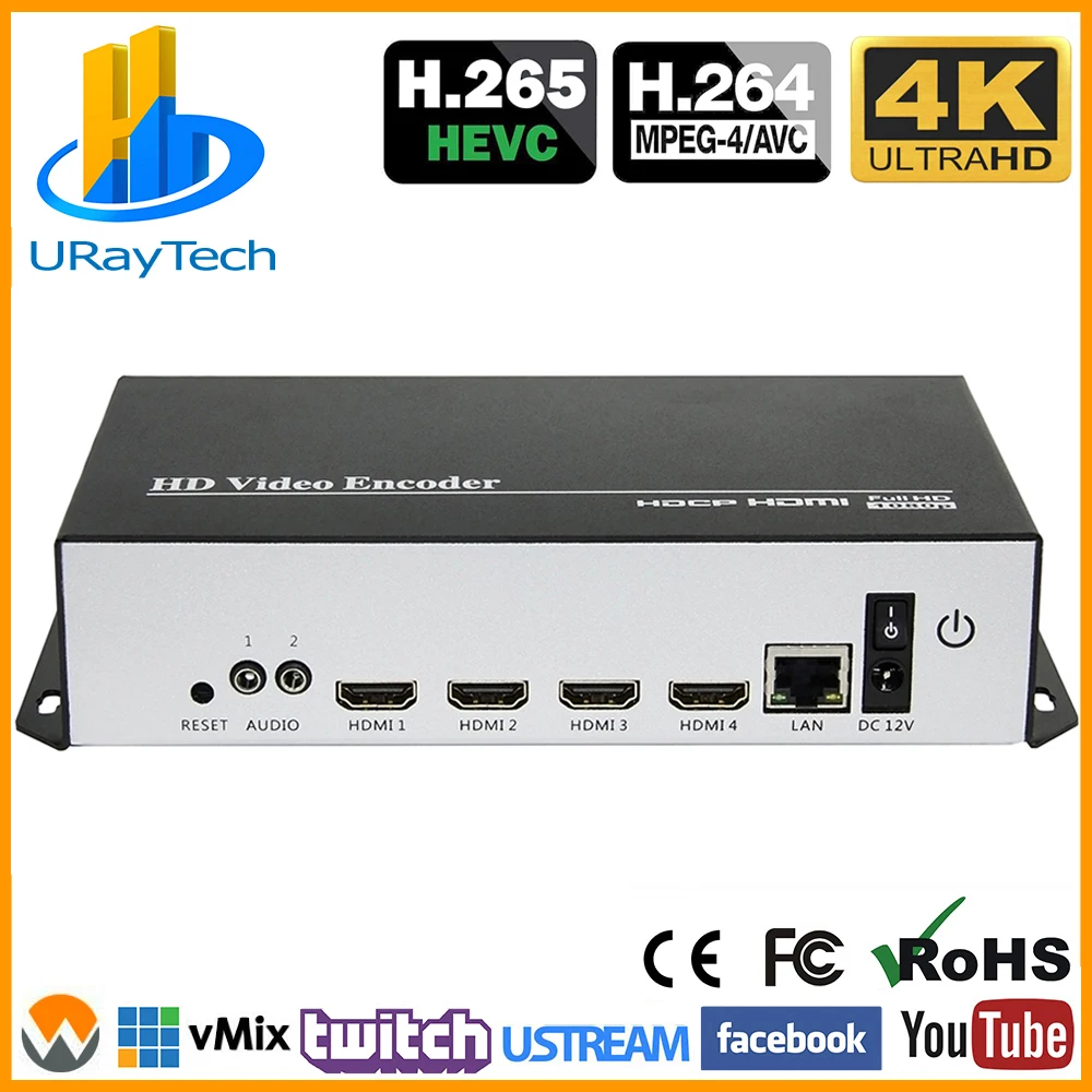 MPEG4 H.264 4 Каналы 4K HDMI к IP видео кодер IPTV 1080P 1080i потоковая трансляция в прямом эфире