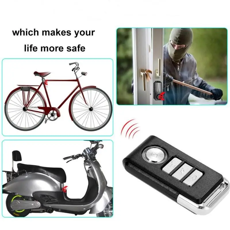 113dB Loud Wireless Bicycle Anti-theft Alarm Waterproof Door/ Window Vibration Alarm Intelligent Remote Control Alarm Sensor