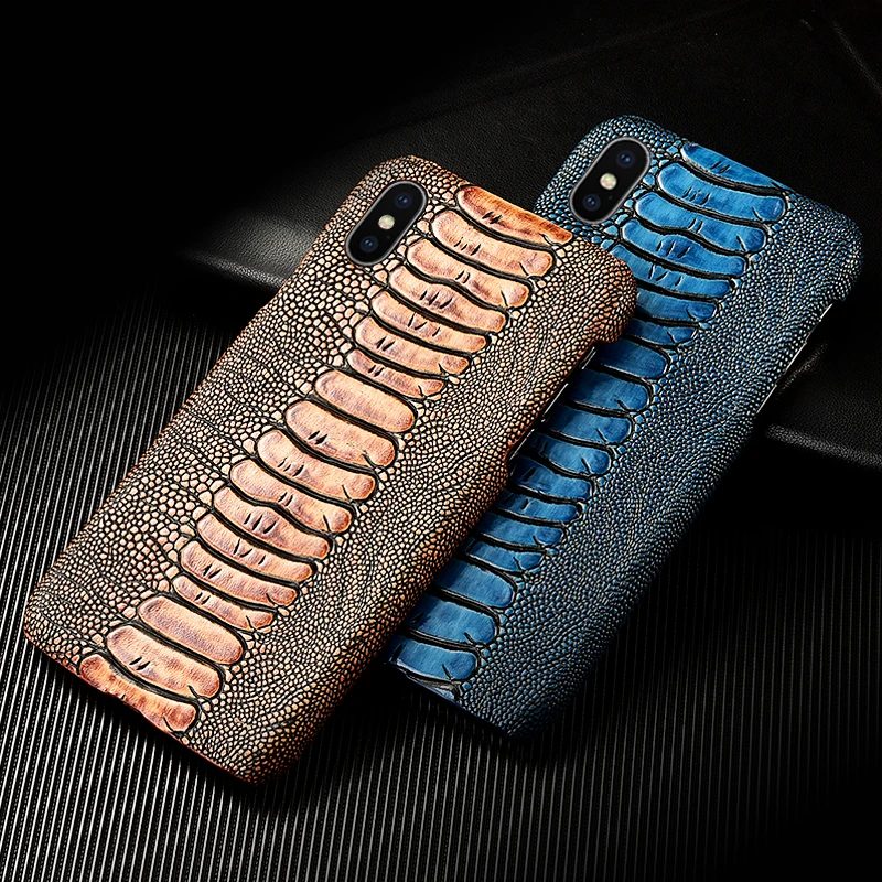 

Phone case For LG V30 V40 V50 Plus K40 Ostrich Genuine Leather case coque shells bags capa