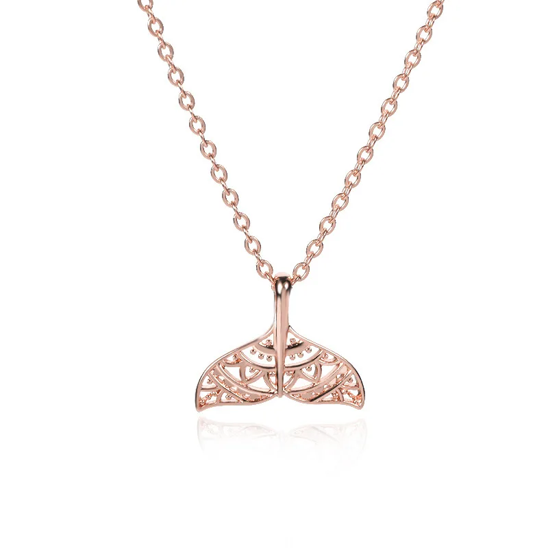 Collier à queue de baleine creuse en acier inoxydable, pendentif en forme de sirène, accessoires en or pour femmes et filles