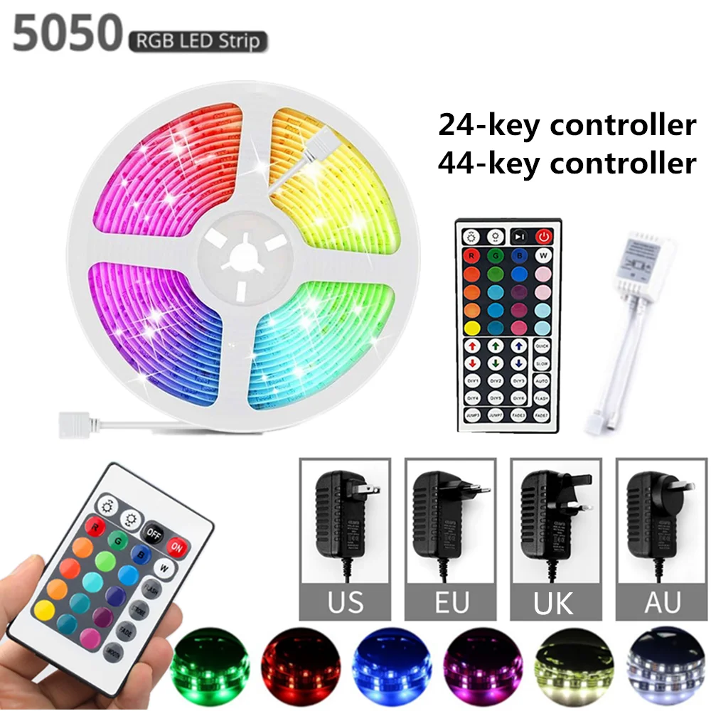 

LED strip light 12V RGB 5050 LED light luces led lights strips Waterproof Flexible Ribbon fita Lamp DC12V Remote Control Adapter