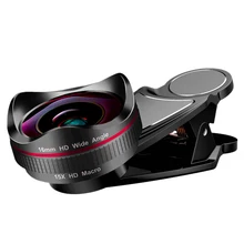 2 in 1 4K HD Telefon Objektiv 16mm Weitwinkel Macro Kamera Objektiv Keine Verzerrung Handy Pro objektiv Kit für iPone Smatphone Xiaomi