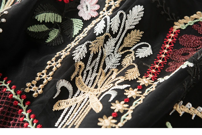 Подиумные дизайнерские короткие юбки 2019 Высокое качество весенние черные элегантные трапециевидные вышитые цветы винтажные юбки