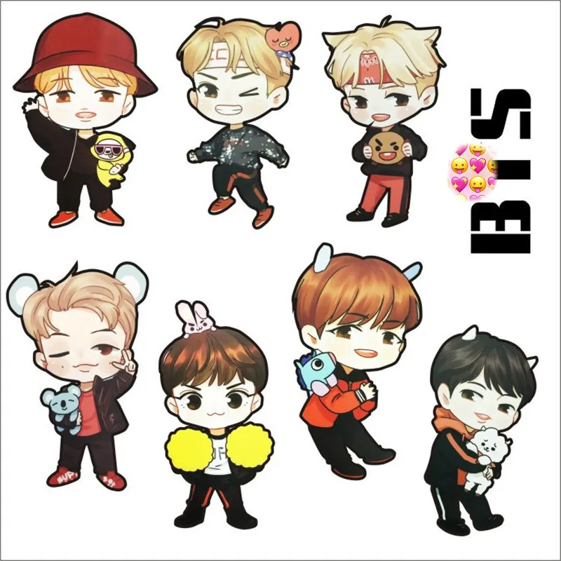 100 листов/партия KPOP Мальчики телефон компьютер стикеры RM V SUGA JIMIN J-HOPE JIN JUNGKOOK Волшебные 3d наклейки на стену для детской комнаты