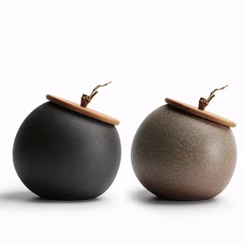 

1 Pc Ceramics Tea Caddies Retro Storage Bottle Jar Chinese Art Tea Box Candy Salt Seasoning Snacks Storage Container Tea Culture