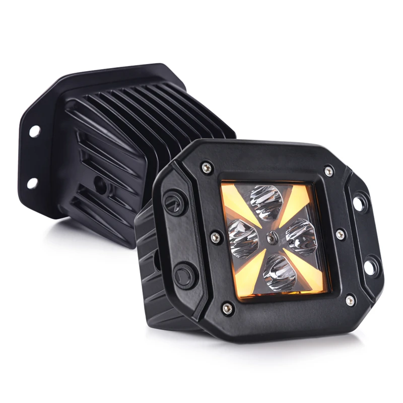 2pcs 12W Amber Light MICTUNING 2 шт. светодиодный светильник с янтарным маркером светильник 12 Вт Рабочий светильник сигнал поворота противотуманный светильник DRL для автомобиля внедорожный багажник внедорожник - Цвет: 2pcs 12W Amber Light