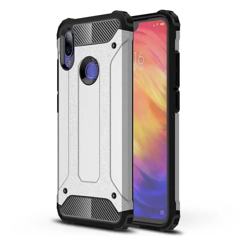 Серебристый UPaitou прочный двухслойный защитный чехол для Xiaomi Redmi 8A 7A K20 Go Note 7 Pro Чехол сверхпрочный чехол для Redmi Note8 чехол - Цвет: Серебристый