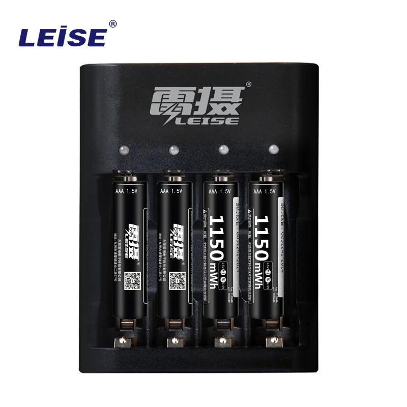 Leise 1150mwh 1,5 V литиевая батарея AAA 3A Li-ploymer перезаряжаемые батареи с USB зарядное устройство Умный индикатор светильник - Цвет: 4pcs