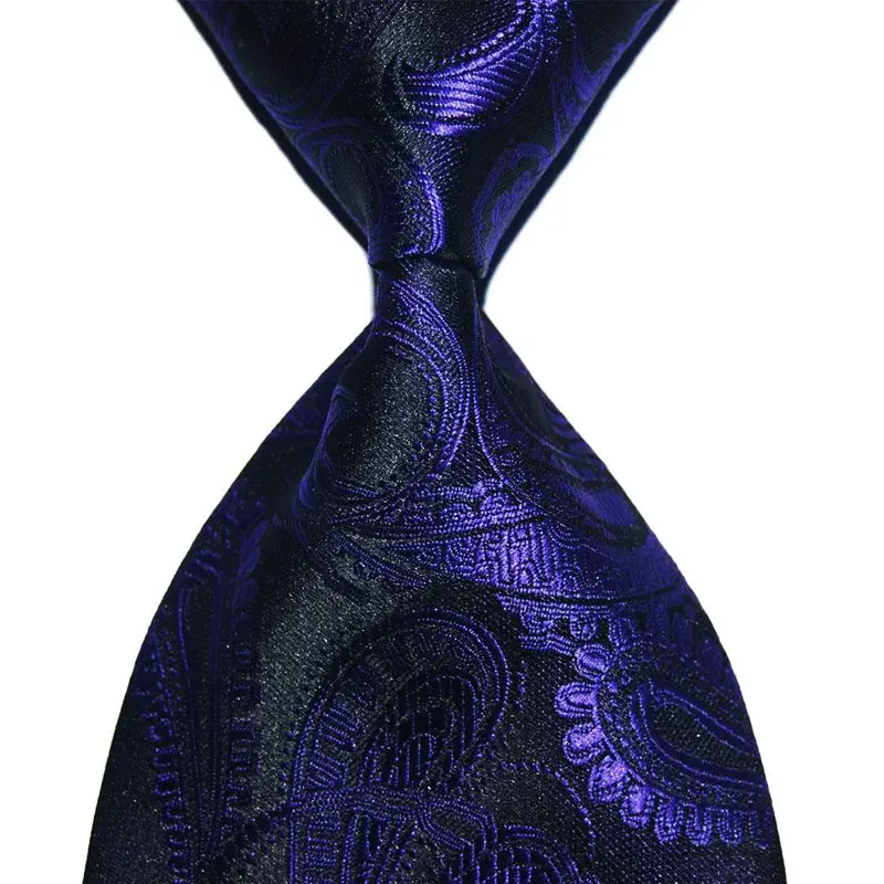 Шелковый Галстук Пейсли подарок для мужчин галстук 10 см ширина Черный Фиолетовый