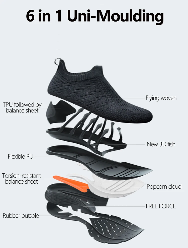 Xiaomi Mijia Sneaker 3 Running Shoes Popcorn Cloud Bomb 6 in 1 Uni-moulding 3D Smart Fishbone Lock System Knit Upper