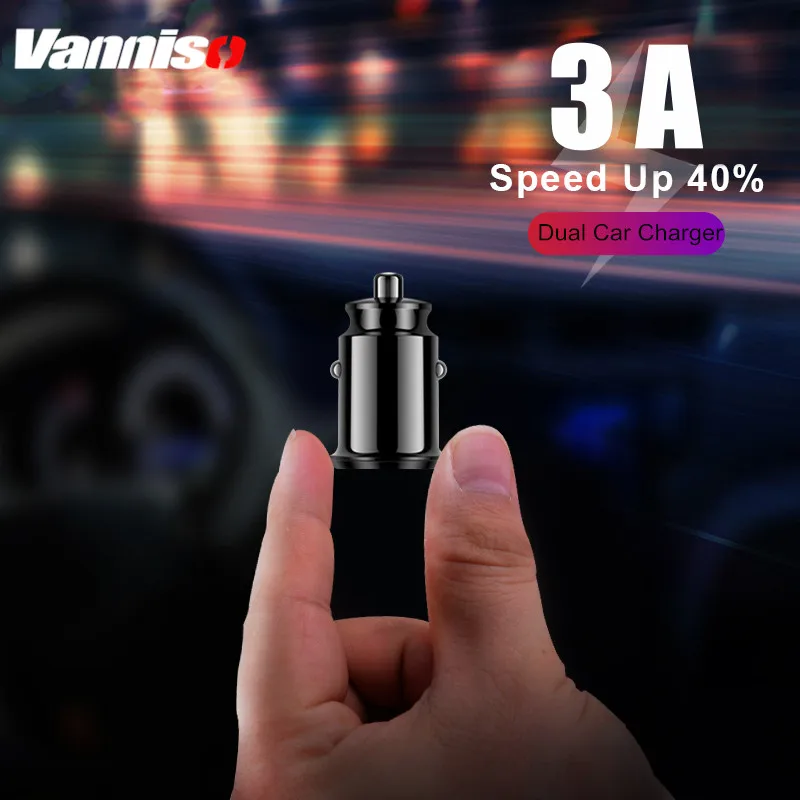 

Vanniso Mini Dual USB Car Charger For Mobile Phone Tablet GPS 3.1A Fast Charging Car-Charger Car Phone Chargers Adapter in Car