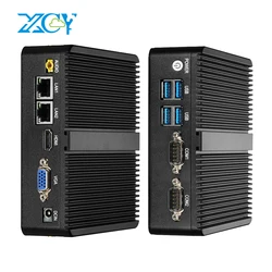 XCY Fanless Mini PC Intel Celeron J4125 Dual Gigabit Ethernet 2x RS232 HDMI VGA 4xUSB WiFi Windows 10 Linux Industrial Computer