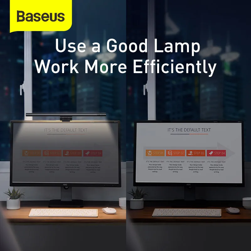 Lâmpada de Mesa Luz da Tela Baseus Computador Portátil Pendurado Barra Luz Monitor Lcd Lâmpada Estudo Leitura Usb Led - Imagem 2