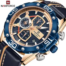 NAVIFORCE Sport Uhren für Männer Luxus Marke Blau Military Echtes Leder Armbanduhr Mann Uhr Mode Chronograph Armbanduhr,uhren herren,herrenuhr,herren uhr,männer quarz herren ,armbanduhren military herren,watch for men