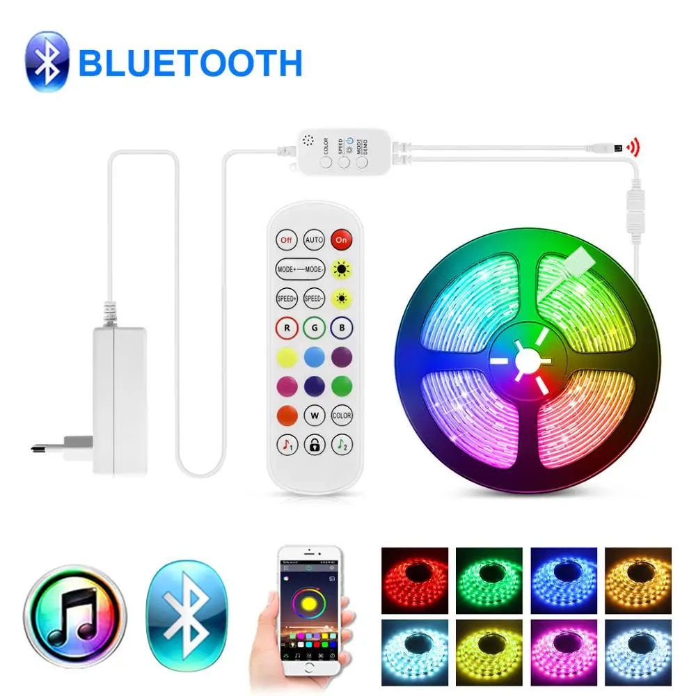 Bluetooth контроллер светодиодная лента RGB SMD 5050 Гибкая полоса 12 В 220 5 м 10 15 неоновая