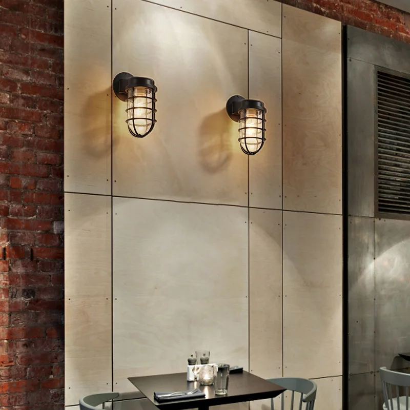 Vintage Loft Lights Cage Industry Wind Lamps Background Bar Cafe Restaurant Pub Club Living Room Sconce Stair Bra Outdoor Light wall sconces light,wall lamp