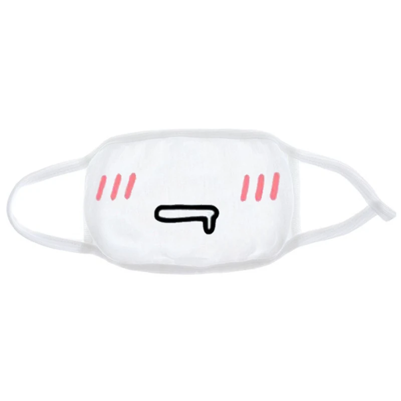 Fashion Expression Mouth Mask Anime Cotton Mouth Mask Unisex Mask Mouth-muffle Dustproof Respirator Cute Anti-Dust Mouth Covers - Color: White