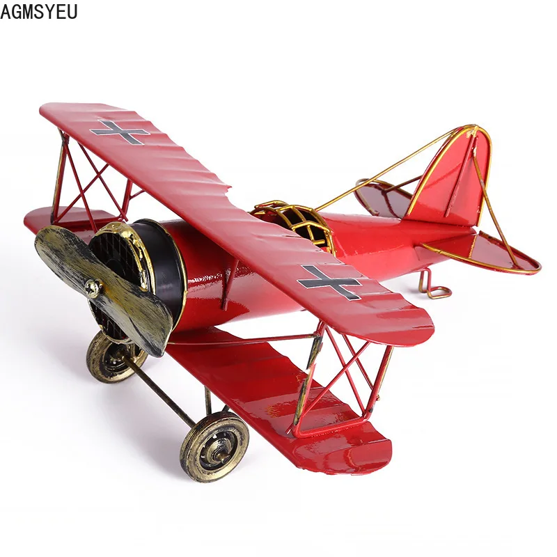

AGMSYEU retro creative large handmade wrought iron airplane model decoration metal crafts office desktop home decorationn