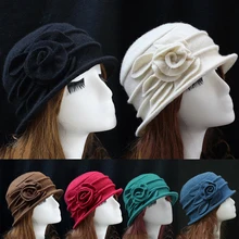 Повседневная теплая Осенняя мягкая флоппи-шляпа с цветочным принтом для девушек, берет, Панама, бини, шапка, Женская фетровая зимняя шапка из чистой шерсти