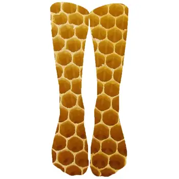 

KYKU Geometric Socks Women Psychedelic Funny Print Vortex Sock 3d Honey Socks Animal Honeycomb Stocking Printed Ladies socks