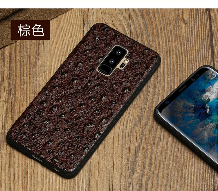 Чехол из натуральной кожи ручной работы для телефона samsung galaxy A50 A70 A40 A20 Note 8 9 10 S8 S9 S10 plus чехол для телефона r - Цвет: Темно-коричневый