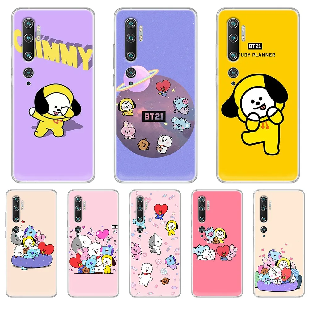 

Cartoon BT21 Koala Rabbit Animal Transparent Phone Case cover hull For XIAOMI mi 3 4 5 5X 8 9 10 se max pro a2 9T note lite