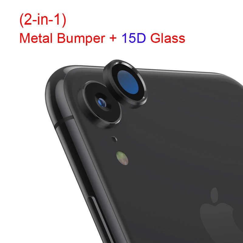 Black and 15D Чехол для iPhone XR чехол Защита для экрана камеры для iPhone 11 Pro Max X R XS 11Pro 15D закаленное стекло Задняя крышка объектива металлическое кольцо Крышка - Цвет: Black and 15D
