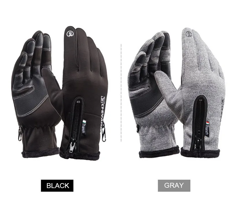 Outdoor Waterproof Gloves Winter Zipper Touch Screen Heated Glove Motorcycle Gloves For Motorcycle Sports Velvet Mountaineering