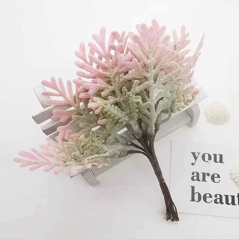 

6PCS Christmas Snowflake Grass Silk Fllowers Scrapbooking Artificial Plants For Home Wedding Party Decor Plasticf Flower Wreaths