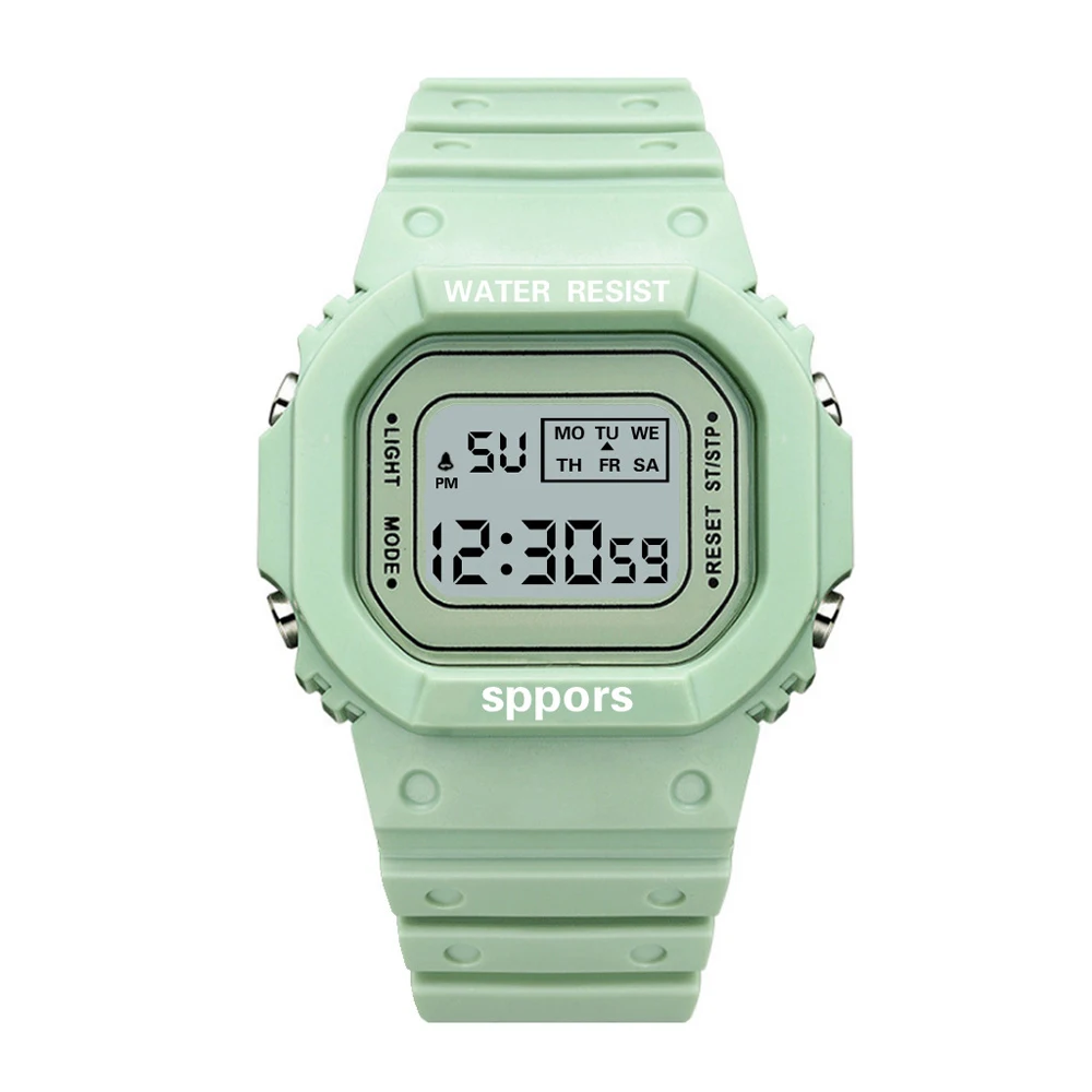 LED electronic watch alloy steel band men's electronic watch red and blue light display watch digital watch