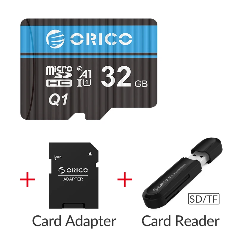 ORICO Mini Memory Micro TF/SD Card 256GB 128GB 64GB 32GB MicroSD Max 80M/s Class10 mini TF card with SD Card Adapter - Емкость: MSQ1-32GB-CRS21