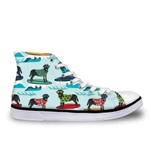 Doginthehole/черная парусиновая обувь с высоким берцем и лабрадором; крутой персонализированный мужской и женский принт; повседневная обувь на плоской подошве; Zapatos Vulcanizados