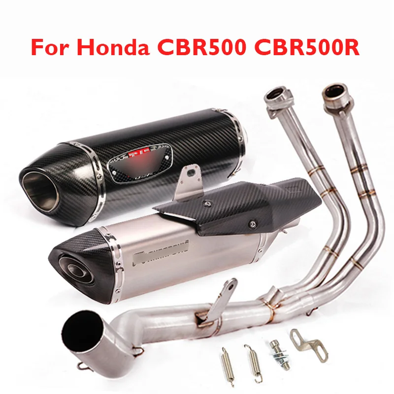 

Motorcycle Exhaust Tip Muffler Silencer Connecting Link Tube Slip on Whole Set Pipe for Honda CBR500R CB500F CB500X 2013-2019
