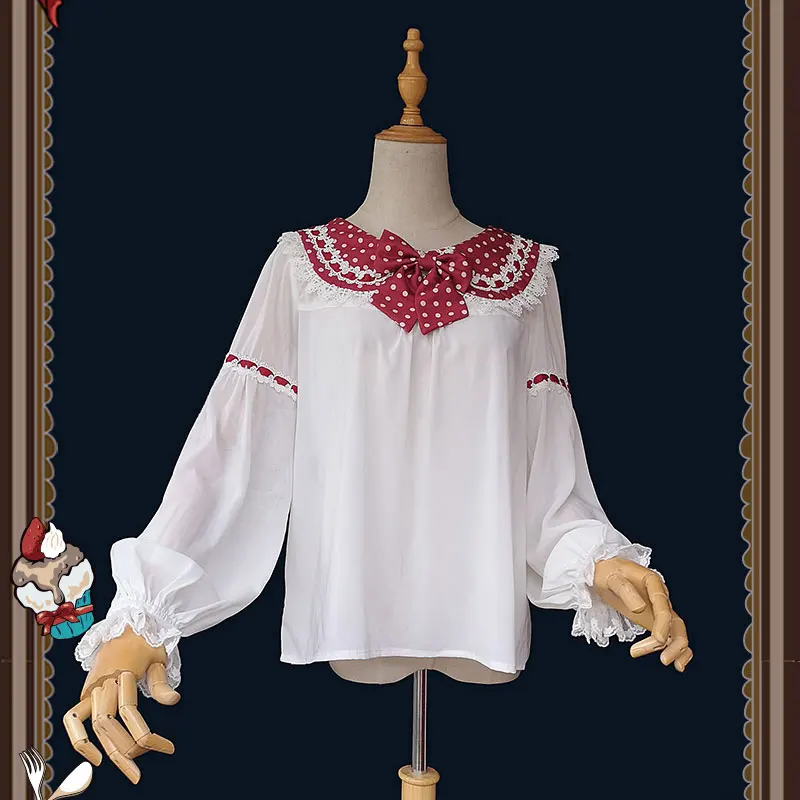Sweet Lolita Chiffon Blouse Long Sleeve White Top