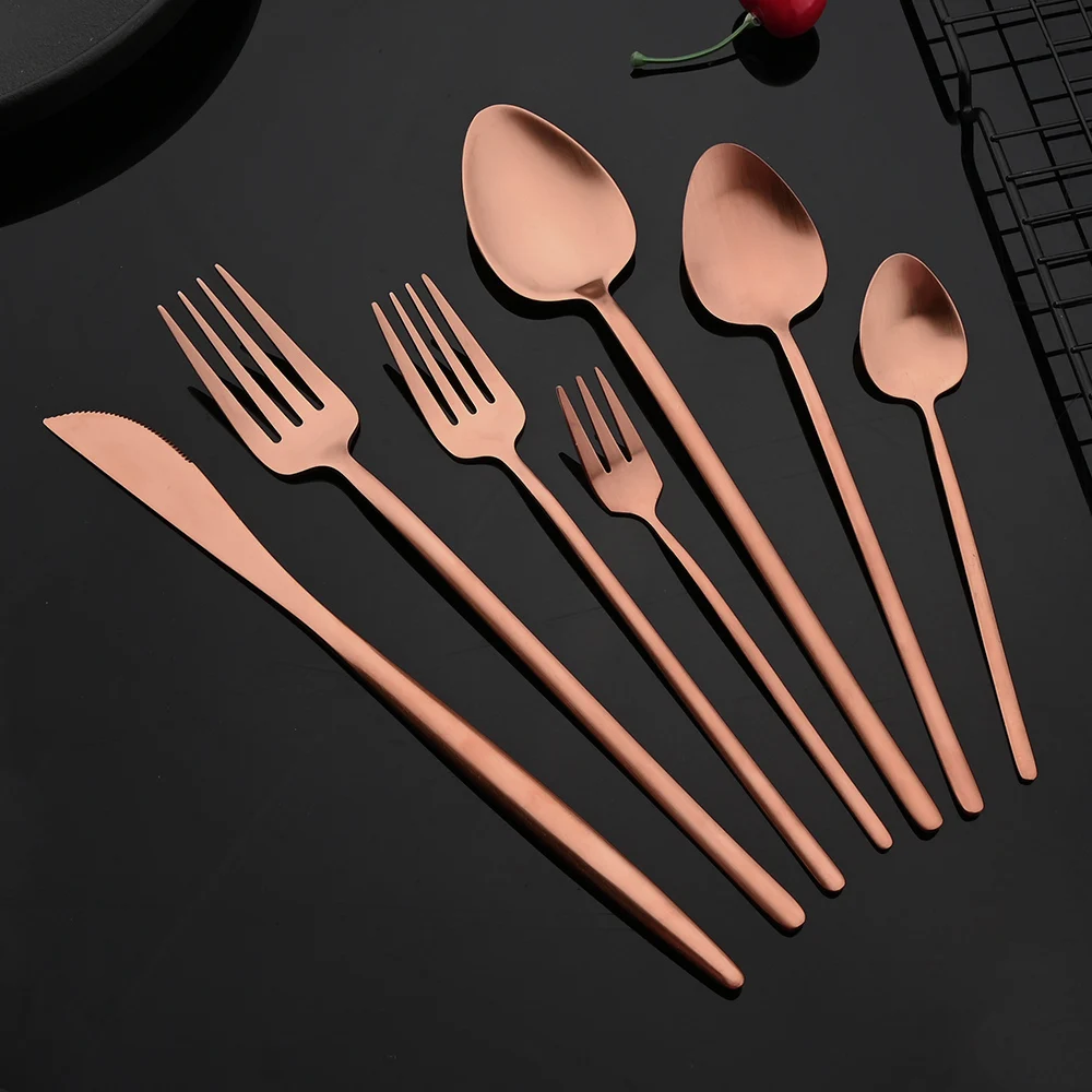 Rose Gold Cutlery Set Fork Knife Spoon 18/10 Stainless Steel Dinner Dinnerware Set Fork Spoon Knife Chopsticks