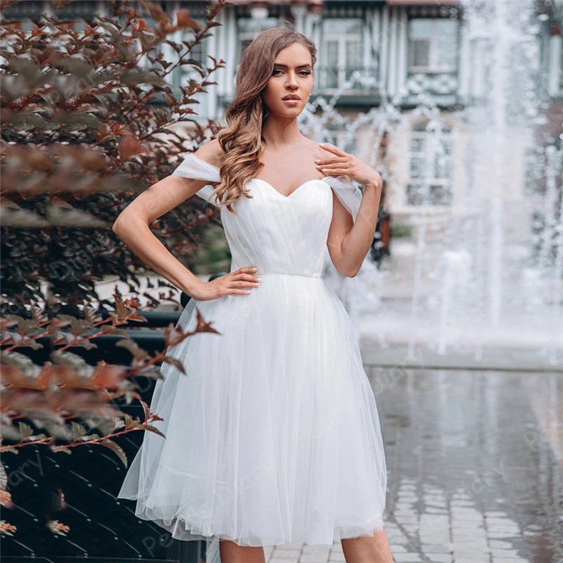 Jiayigong-Tulle-Short-Wedding-Dress-Simple-Off-The-Shoulder-Ruched-Pleats-A-Line-Vestido-De-Noiva