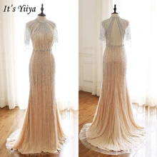 Это Yiya вечернее платье Холтер Кристалл без рукавов платье в виде раструба открытая спина с вырезом элегантные пользовательские вечерние длинные платья E948
