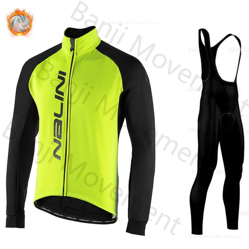 cycling jersey set 2 Ropa Ciclismo теплый Nalini зимний теплый флисовый мужской костюм Джерси для езды на велосипеде MTB Одежда комбинезон комплект - Цвет: cycling jersey set 2
