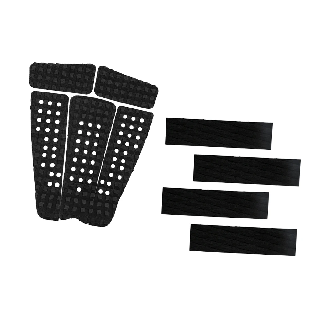 Set 9 Premium Non-slip EVA Surfboard Traction Pad Deck Grip with Tail Pad for Surf SUP Kiteboard Shortboard Water Sports