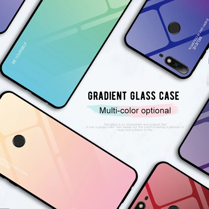 Чехол из закаленного стекла для Honor 20 10 Lite 9 Light 10i 20i 8X 8A 7A 7C градиентный чехол Huawei Y9