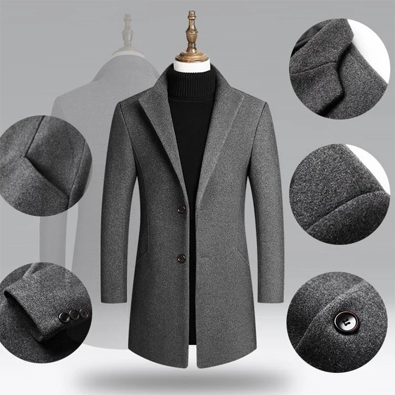 Winter 30% Wool Blend Jacket Coat for Men - Image 5