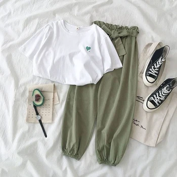 

Print Tracksuit Two Piece Set Women Summer 2020 Kawaii Korean 2 Piece Suit Female Casual White tshirt Girl Sets Clothes TZ11
