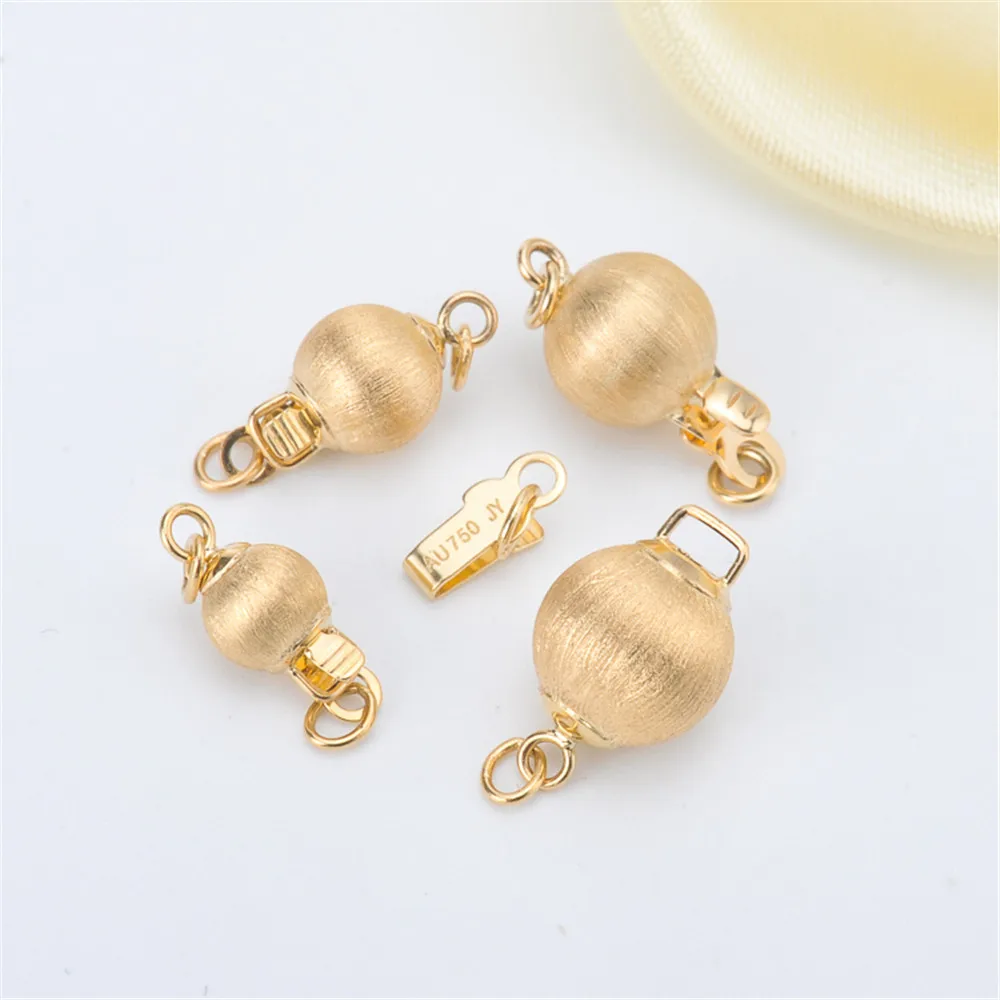 

Real G18k Gold Frosted Craft Round Buckle Connectors Necklace Bracelet Clasps&Hooks DIY Accessories Jewelry Findings