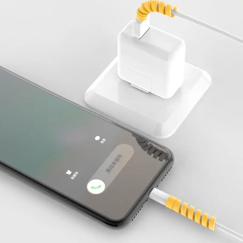 Спиральный кабель для зарядки, защитная крышка, USB шнур для зарядного устройства, защитный рукав, намотчик линий для iPhone, Android