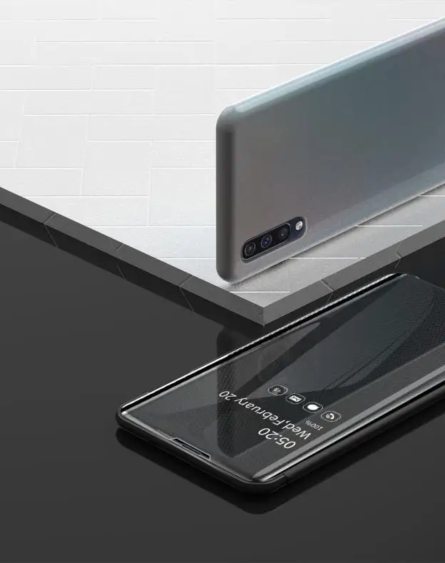 Для samsung Galaxy A50 A70 A30 A20 A750 A7 модный зеркальный тонкий кожаный чехол-книжка для мобильного телефона